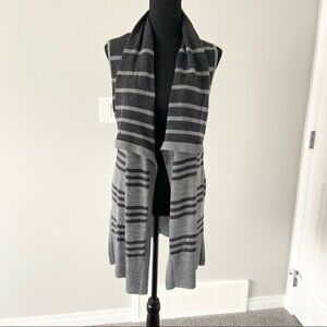Max Studio  Striped Extra Fine Merino Wool Sleeveless Cardigan